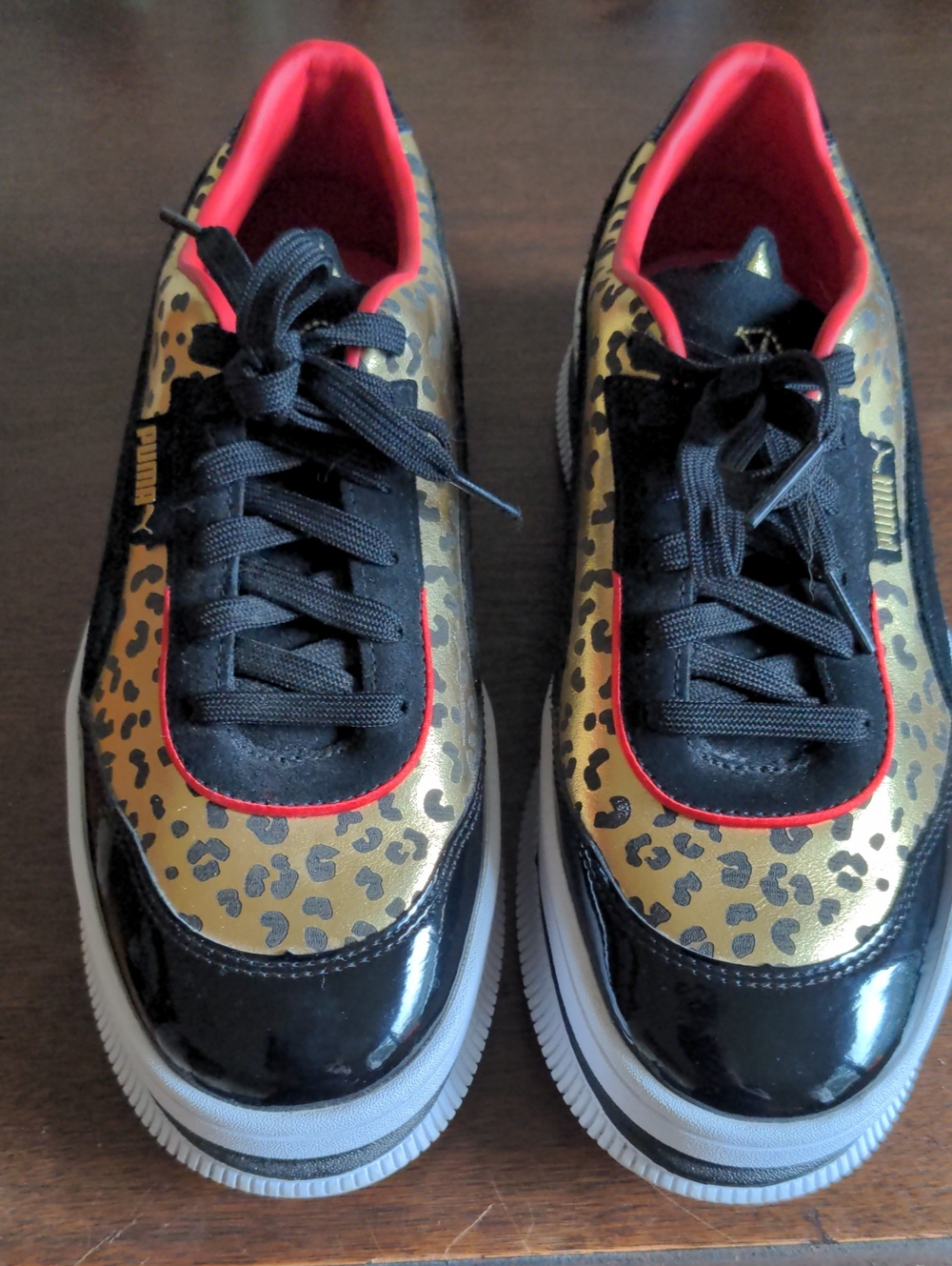 Puma Collab With Charlotte Olympia, Gold Leopard Sneakers Women's 9 Gently Used